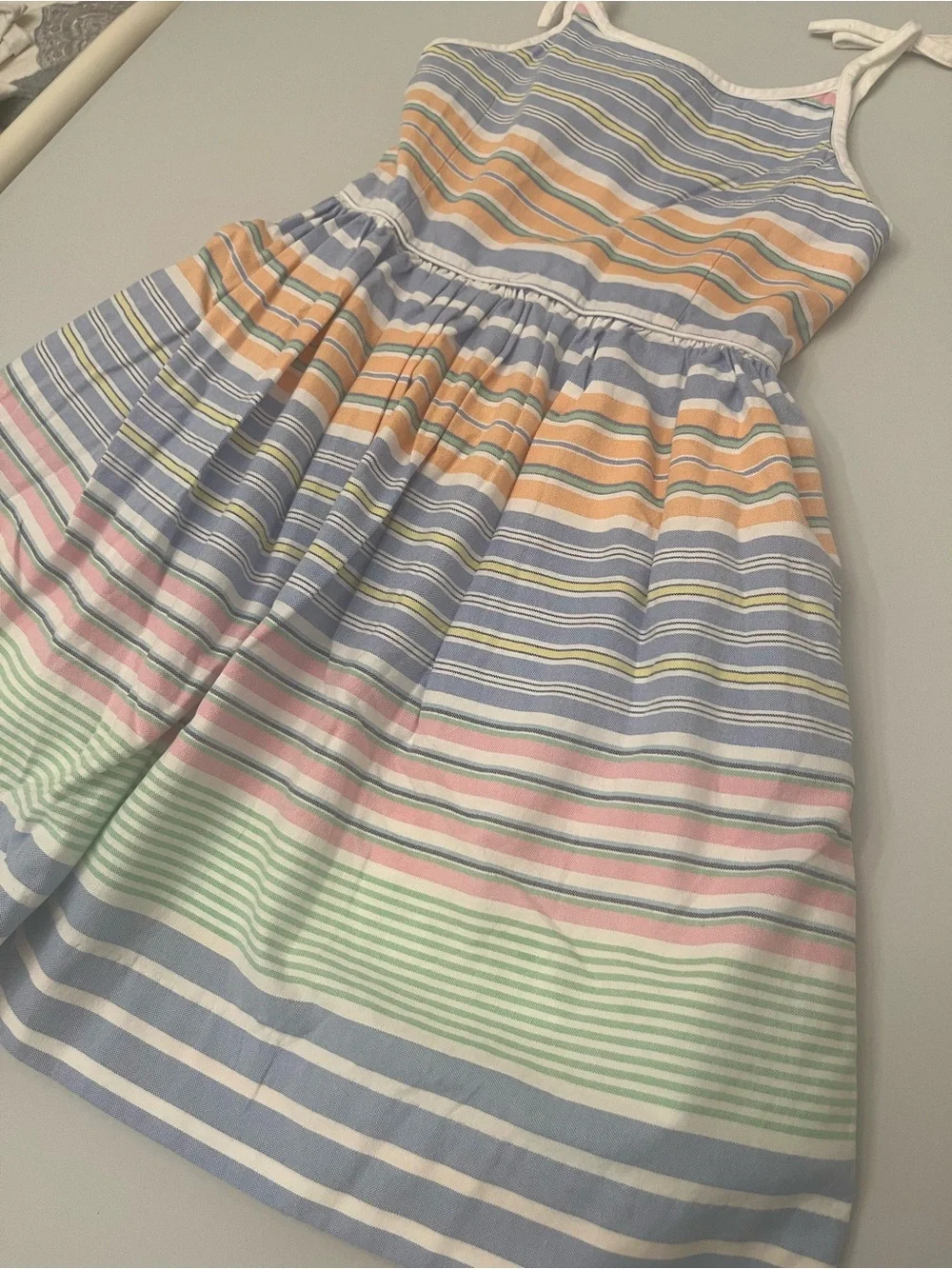 Girls' Pastel Multi-Stripe Tie-Shoulder Sundress